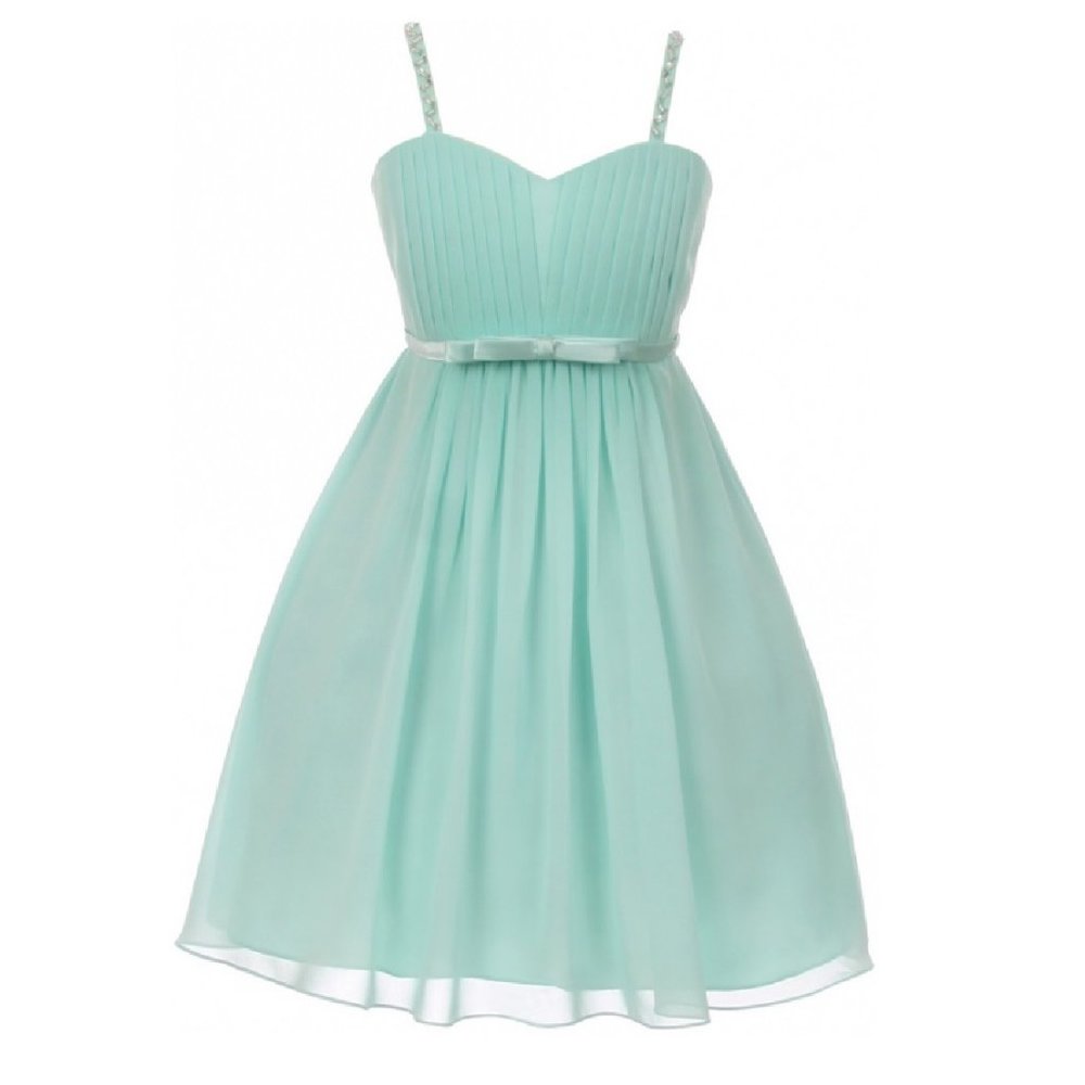 Big Girls little Girls Toddler Chiffon Easter Party Flower Girl Dress Mint Blue